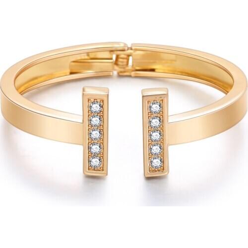 T-shaped bangle opening crystal bracelet adjustable size simple and elegant popular jewelry bracelet wholesale