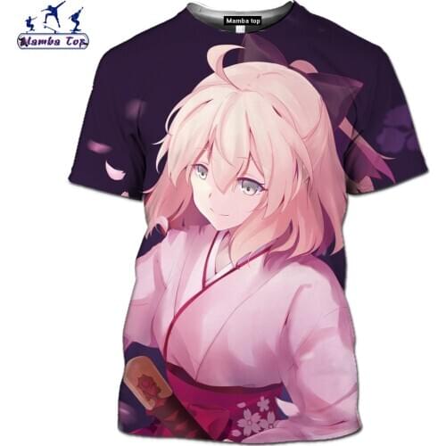 Mamba TOP 3D Harajuku Kawaii Girly Anime Fate/Grand Order T-Shirt Katana Mens Shirt Casual Entertainment War Weapon T-shirt