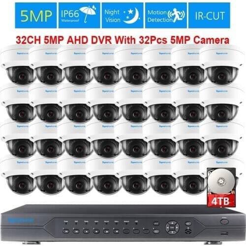 TOPROHOIME H.265+ 32ch CCTV System 32ch 5MP 2592*1944 IP66 Vandalproof Indoor outdoor Security Camera Video surveillance kit