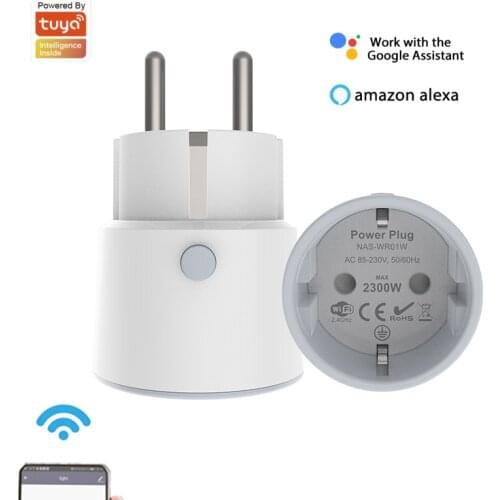 10A Mini Tuya Wifi Smart Power Socket Wireless Switch APP Remote Control Timer Electrical Plug Outlet with Alexa&Google Home