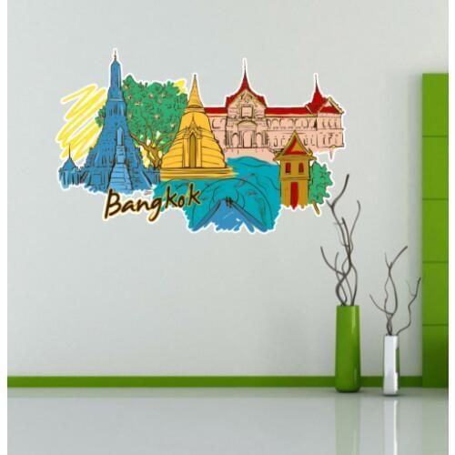 Bangkok Map Globe Earth City Wall Vinyl Sticker Custom Made Home Decoration Fashion Design Pvc Removable