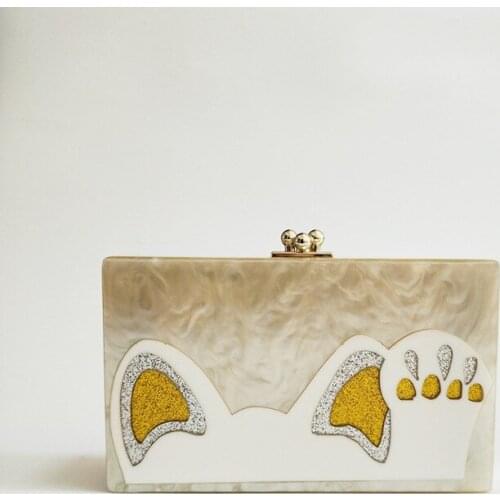 Women bag evening bags 2020 new Cats paw Minaudiere Acrylic Chains shoulder bag ladylike purse MINI bag Euro-America style