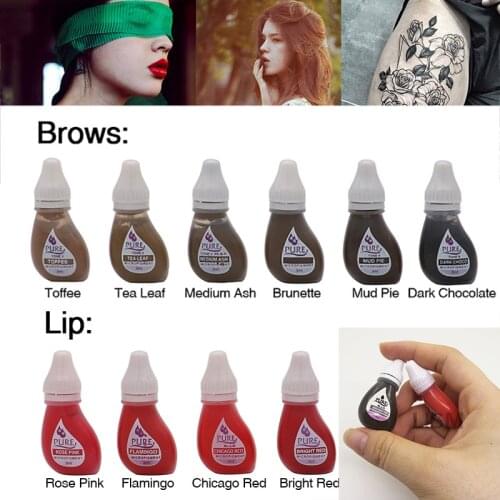 1pcs Microblading Tattoo Ink Pigment Semi Permanent Makeup Eyebrow Inks Lips Eye Line Tattoo Color Paints Makeup Tattoo Supplies