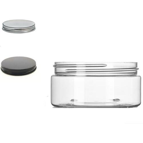 150ml clear round pet jar bottle container with sliver/black aluminium cap lids for Cosmetic,food, Packaging