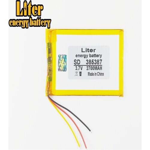 3 line 3.7V 2700mAH 385387 polymer lithium ion / Li-ion battery for power bank tablet pc mp3 mp4 cell phone