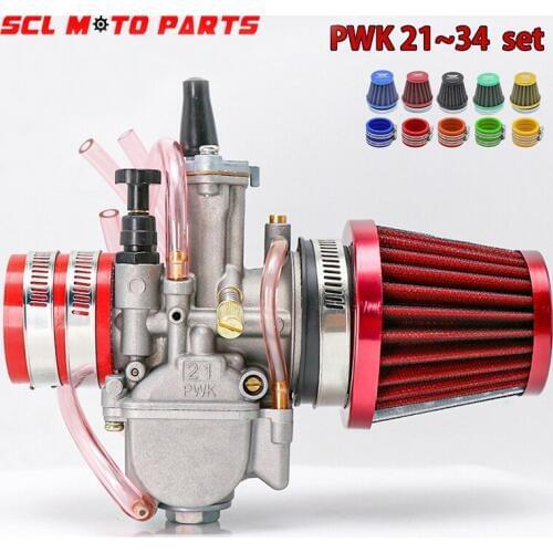 ALconstar-Motorcycle Carburetor PWK + Adapter + Air Filter One Set For 4T Stroke 50cc-250cc Moto 21 24 26 28 30 32 34mm