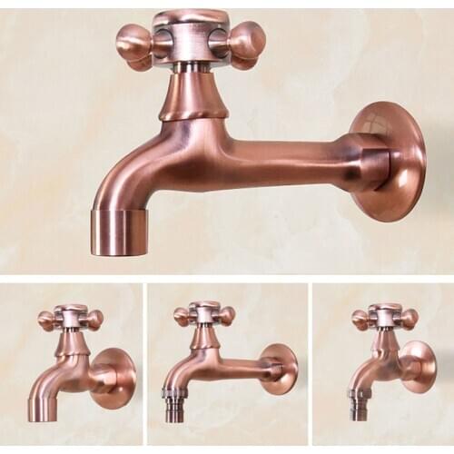 Antique Red Copper Wall Mount Garden Bibcock Washing Machine Faucet Bathroom Mop Faucet Outdoor Faucet Single Cold Tap KD080