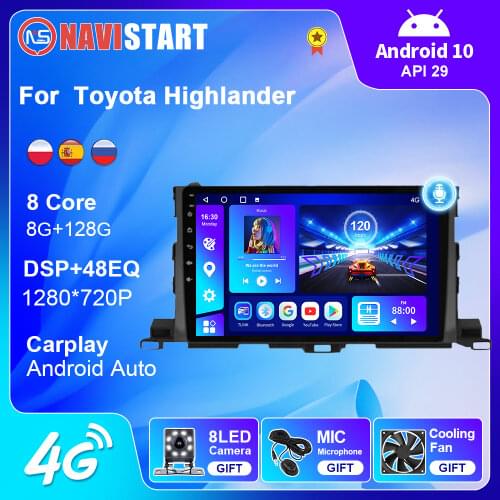 Car Radio Autoradio Android 10 for Toyota Highlander 2015 2 Din Multimedia Video Player Stereo Navigation GPS Carplay Bluetooth