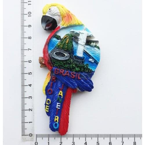 Brazil Rio de Janeiro creative travel souvenirs three-dimensional parrot magnetic stickers refrigerator