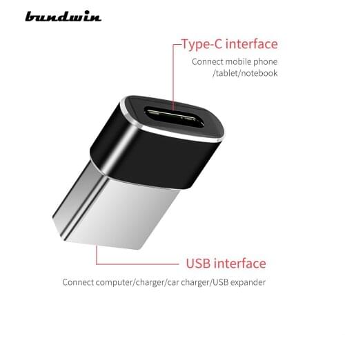 Bundwin OTG Adapter USB to USB Type C USB-C Converter Type-c Adapter For Samsung S10 Xiaomi Mi Oneplus 7 6t USB OTG Connector