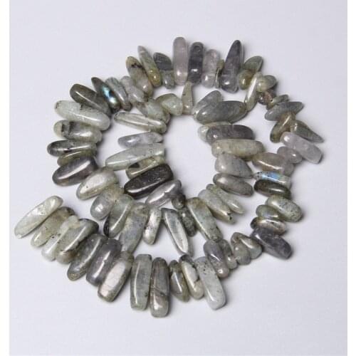 Natural Labradorite gem stone point Stick Beads charm pendants for jewelry making necklace earring Accessories bulk 15" 10-24MM