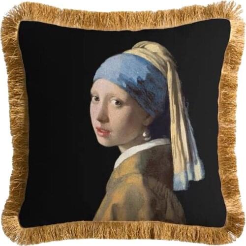 Girl With A Pearl Earring By Jan - Pillow Case Decorative Cushion Cover 45cm x 45cm Sofa Cushion