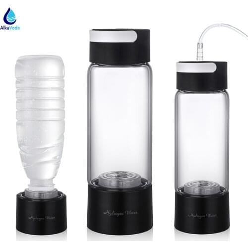 AlkaVoda Hydrogen Water Generator Japan Glass Bottle H2 Ionizer Cup with Hydrogen Inhaler Kit NEW SPE PEM TECH