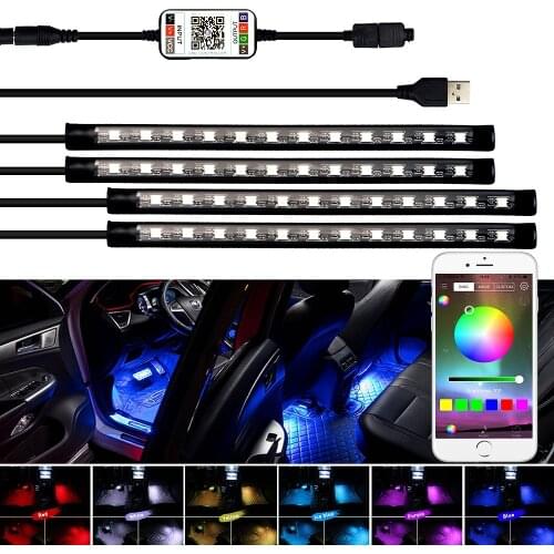 For Alfa Romeo BMW E46 E90 E60 F11 F31 M Mercedes Benz 48 Led Car Atmosphere Light 7 Colors App Control RGB Flexible LED Strips