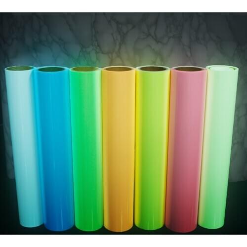 HOHOFILM 7Color PACK A4 Glow in the Dark HTV Heat Transfer Vinyl for Cutting Plotter T-shirt PU Heat press vinyl 21cmx30cm
