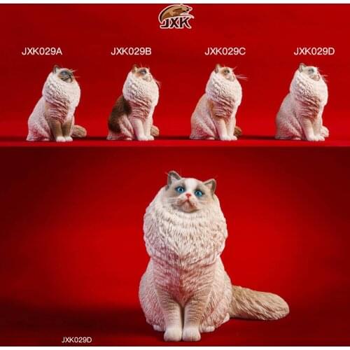 JXK029 In Stock 1/6 Figure Scene Accessories Seal Bicolor Ragdoll Pet Cat Long Hair Animal Figure Statue for 12'' Action