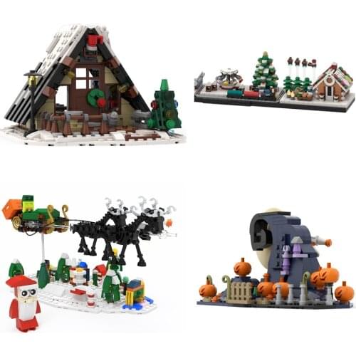 Movie House of Nightmare Christmas Winter Cottage Wonderland Building Blocks Haunted House Model Toys for Kids