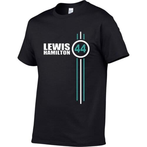 Simple style mens T-shirt F1 driver Lewis Hamilton digital 44 T-shirt short-sleeved shirt mens car uniform fan cotton T-shirt