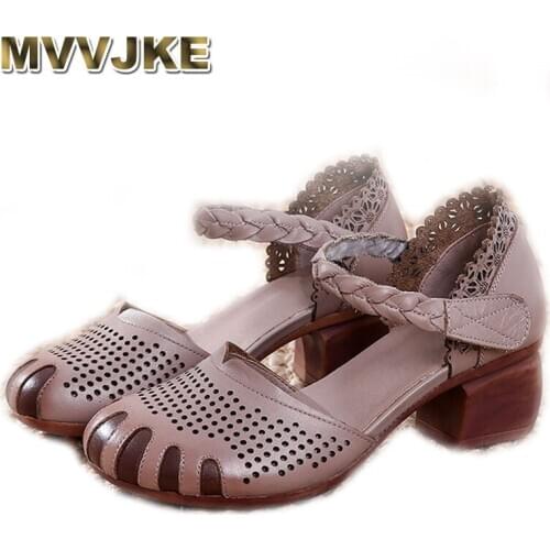 MVVJKEWomen Woven Shoes Summer Handmade Shoes Fashion Comfortable Leather Women Flats Casual Sandals Zapato Plus Size 35-41