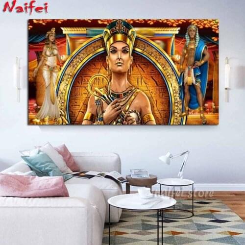 DIY Egyptian Cleopat Queen Diamond Painting Full Square round Drill Mosaic Diamond 3D Portrait God Room Background Decor