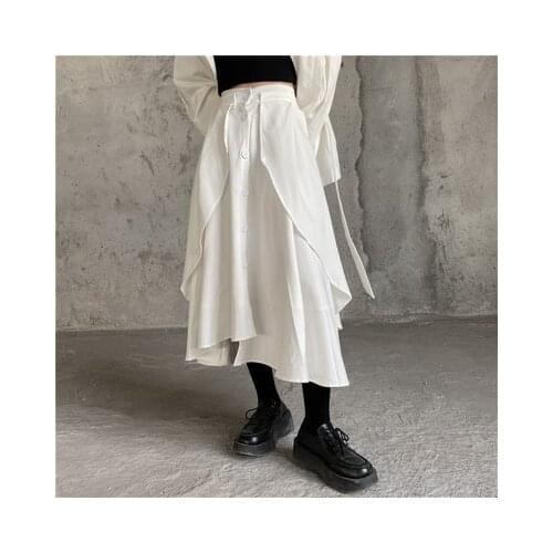 Small Design Sense of double irregular thin half-length culottes Japanese wide-waisted loose skirt