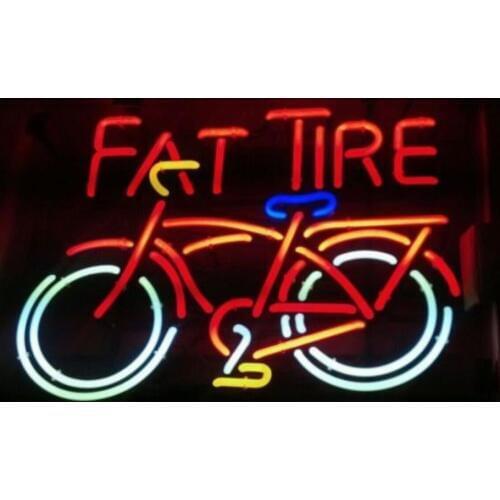 NEON SIGN For RaRe Fat Tire Bike Signboard REAL GLASS BEER BAR PUB display Restaurant Shop Custom outdoor Light Signs 19*15"