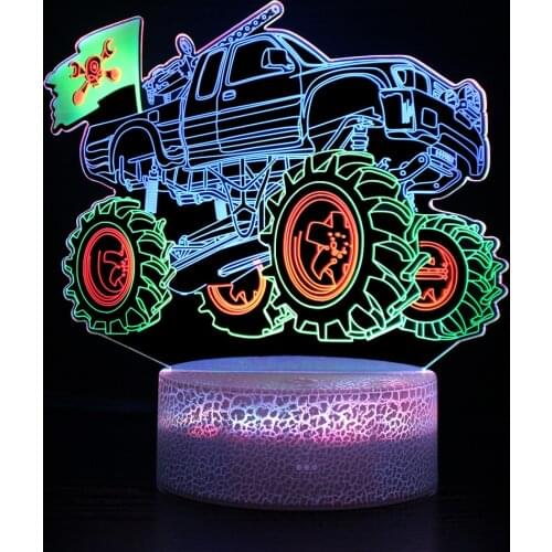 Monster Truck 3D Night Light Bedside Lamp 3 Colors Changeable Touch Switch The Best Birthday Gift For Childrens Night Light