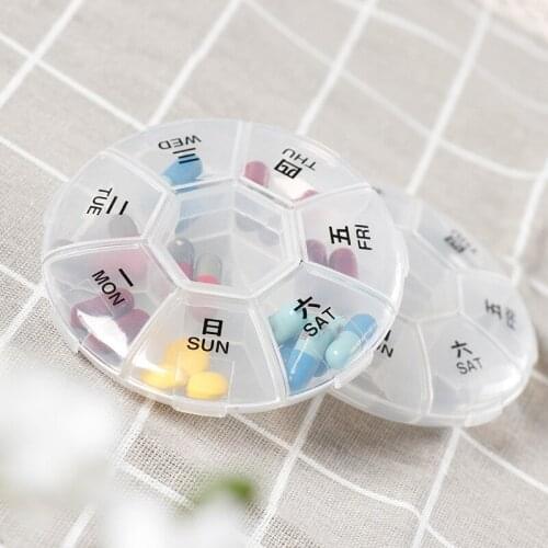 New 7 Slots Circular Pill Box Round Daily Weekly Tablet Medicine Case Splitter Drug Case Geneeskunde Holder Organizer Dispenser