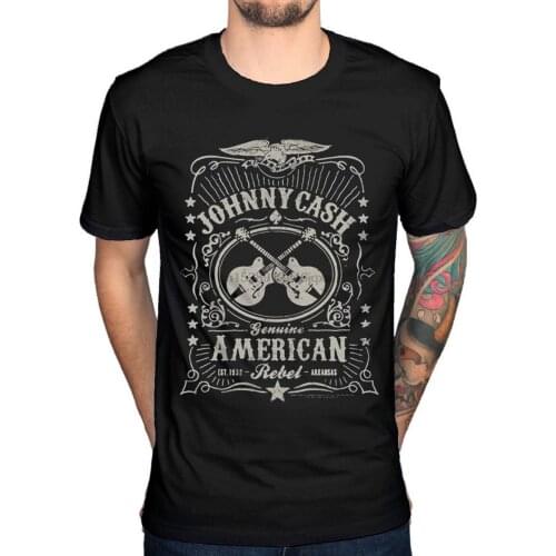 Official Johnny Cash American Rebel T-Shirt Middle Finger Outlaw Rules Mug Shot Cotton Gym Sportswear Tops Tee Shirt