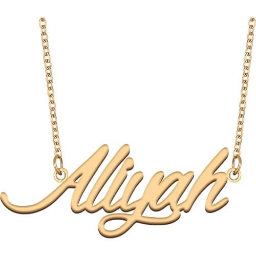 Aliyah Name Necklace for Women Stainless Steel Jewelry 18k Gold Plated Alphabet Nameplate Pendant Femme Mother Girlfriend Gift