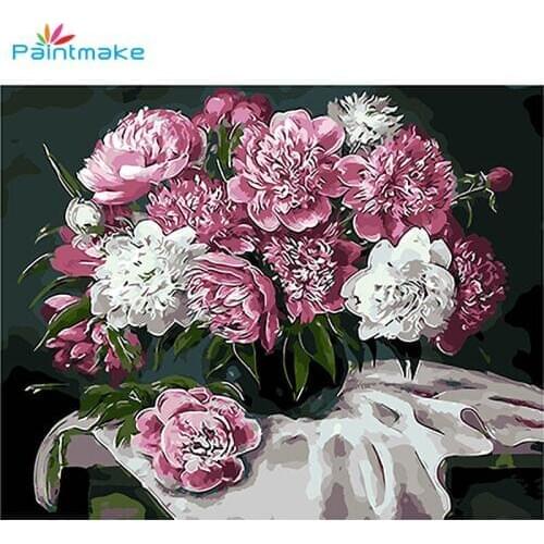 Paintmake Flower Frameless Picture DIY Painting By Numbers Oil Hand Painted on Canvas For Home Decor Art Picture Gifts 40*50cm