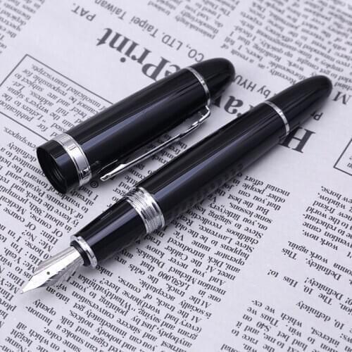 New Jinhao 159 Black And Silver M Nib Fountain Pen Thick Q1JC