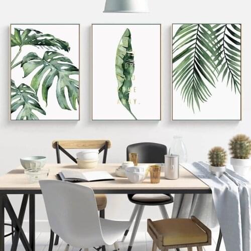 Plant Leaves Posters and Prints Green Leaf Wall Art Canvas Painting Nordic Posters Picture Living Room Modern Home Decoration