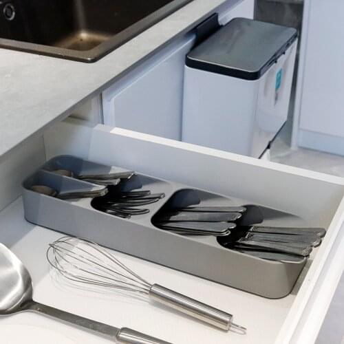 Kitchen Tableware Drawer Soup Spoon Storage Box 5 Compartments Plastic Kitchen Drawer Organizer