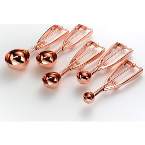 Rose Gold Ice Cream Spoon Stainless Steel Ice Cream Tool Cookie Scoop Icecream Spoon Kitchen Sticks Mashed Potatoes Watermelon