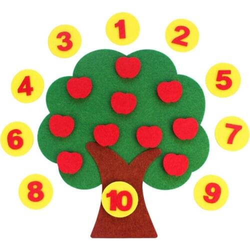 DIY Craft Cloth Apple Tree Shape Digital Pairing Cognition Education Kids Toy