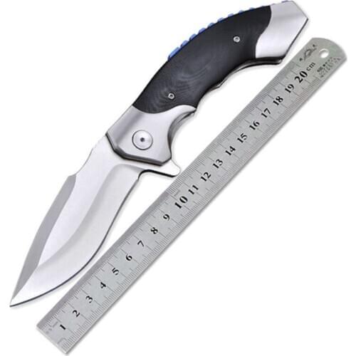 Free shipping sharp 8cr17mov steel imports blacksmithing camping tool folding knife G10 handle outdoor self-defense knife
