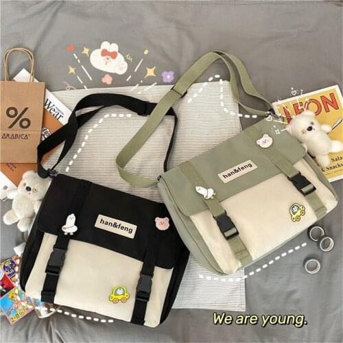 Japanese Style Crossbody Bags for Women Cute Cartoon College Student Shoulder Bag Korean High School Student Bookbags