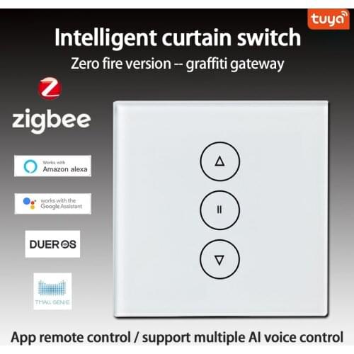 Tuya ZigBee Smart Touch Curtain Switch Curtain Blind Switch For Roller Shutter Voice Remote Control Work With Alexa Google Home