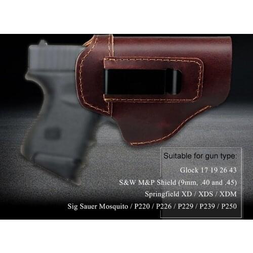 Universal Leather Gun Holster bag for Taurus G2C Glock 17 19 21 23 26 Concealed IWB Hunting Holster for all size handguns