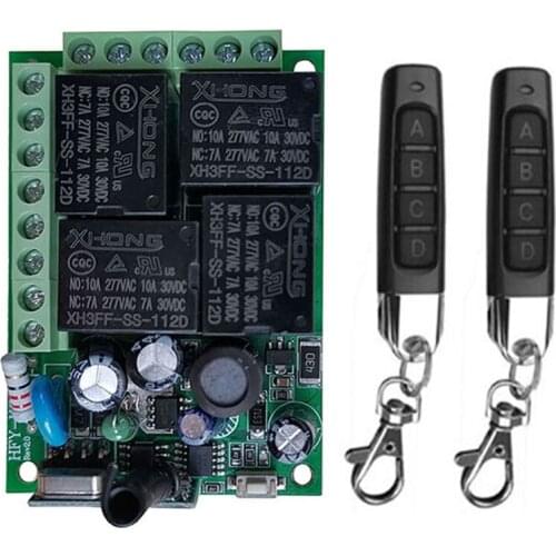 Universal Wireless Remote Control AC110V 220V 4CH Relay Radio Receiver Module Remote controller RF Switch for Gate Garage opener