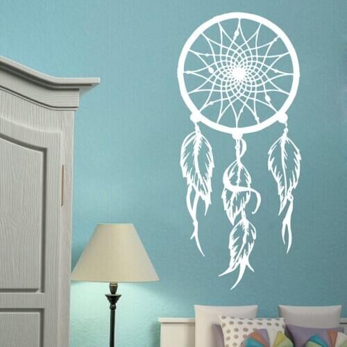 Vinyl Dreamcatcher Wall Decal Feather Symbol Amulet Wall Sticker Home Living Room Decor Removable Dreamcather Wall Mural AY013