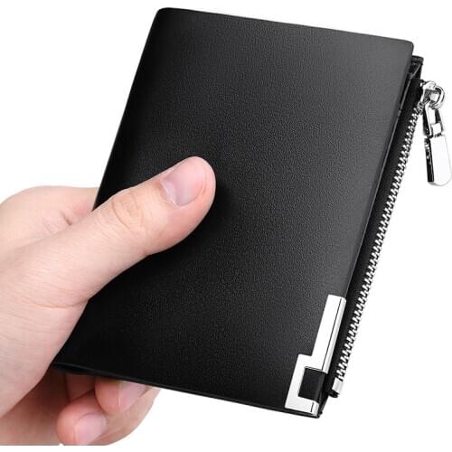 WILLIAMPOLO Dress and Fashion 100% Genuine Leather Original Brand Black Short Wallet Coin Purse PL210