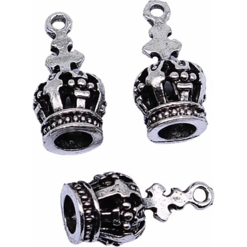 WYSIWYG 10pcs 17x9mm Antique Silver Color 3D Crown Charms Pendant For Jewelry Making DIY Jewelry Findings