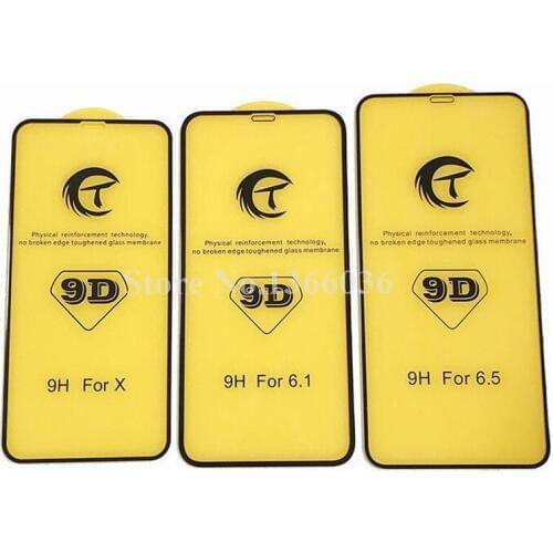 100pcs 9D Full Cover Tempered Glass For iPhone XS XR XS max 6 7 8 plus X Curved Edge 9H Screen Protector Film