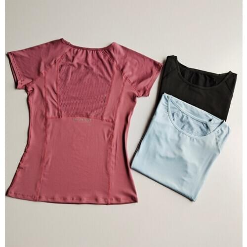 Women Summer T Shirts Slim Sports Fitness Yoga Short Sleeve Yoga Top Mesh Womens Gym Shirt Sport Wear