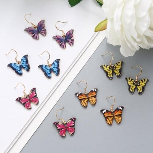U-Magical Statement Multicolor Metal Butterfly Dangle Earrings for Women Imitation Pearl Wing Hook Earrings Jewelry Pendientes