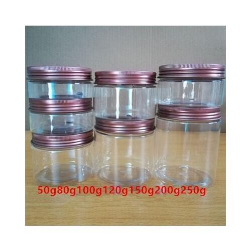 10pcs 50g-250g Empty Aluminum Cap Cosmetic Tin Pot Lip Balm Jar Containers Oil Wax Empty Cosmetic Face Cream Container Box