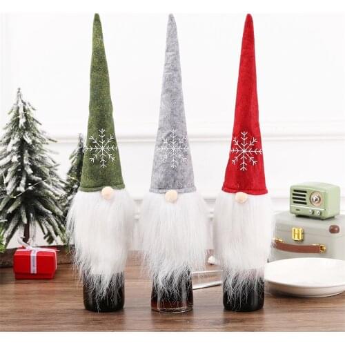 2 Pcs Creative Santa Claus Christmas Hat for Red Wine Bottle Xtmas Party Decor Home Decoration Accessories