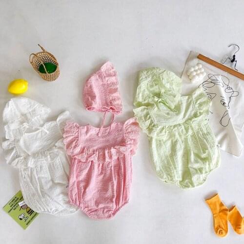 2021 Summer New Baby Clothes Lace Collar Bodysuit Sleeveless Newborn Outfits Baby Girl Clothes